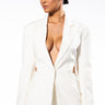 Front View Put On A Happy Face White Cut Out Blazer