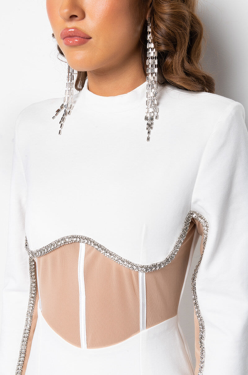 Extra View Pyt Mini Dress With Mesh Corset Waist