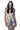 Front View Quasar Foil Effect Denim Hoodie Mini Dress