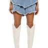 Front View Que Bailes Con Migo Denim Layered Mini Skirt