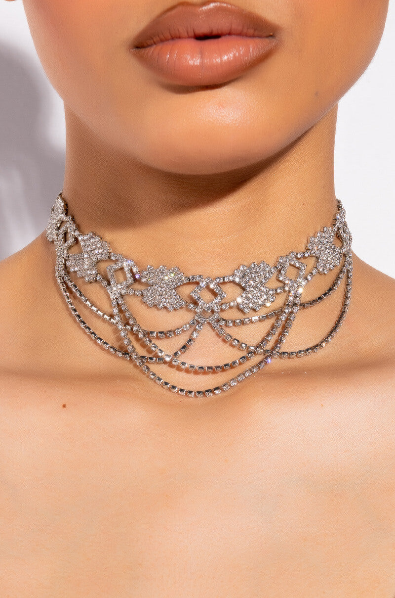 Front View Queen Drip Rhinestone Choker