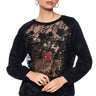 Front View Queen Of Hearts Lace Detail Pullover Sweatshirt