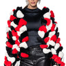 Front View Queen Of Hearts Plush Cardigan