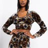 Front View Queen Of Luxe Velvet Snake Hoodie in Brown Multi