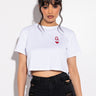 Front View Queen Of My Heart Open Back Cropped Tshirt