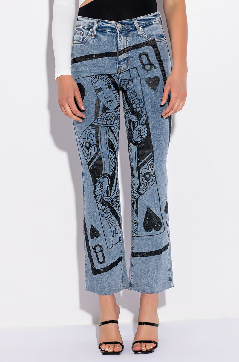 Front View Queen Of My Heart Wide Leg Denim
