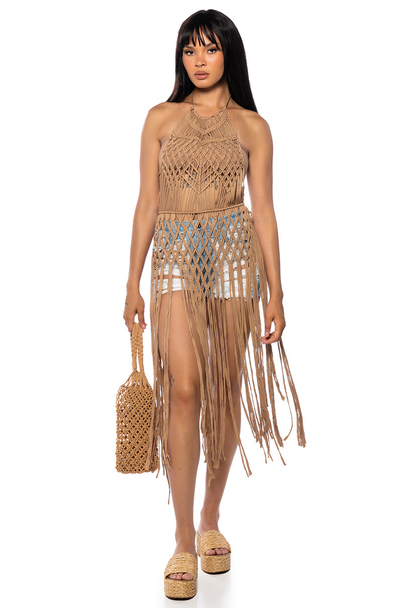 Front View Queen Of Vacay Crochet Maxi Dress