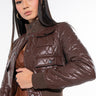 Front View Quilted Chocolate Pu Bomber