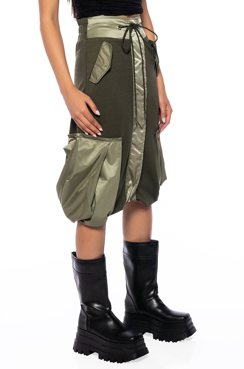 Front View Quincy Color Blocked Midi Skirt view 2