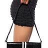 Front View Racing Stripes Shoulder Bag In Black