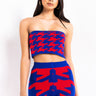 Front View Rain On Me Houndstooth Tube Top in Red Multi