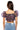 Full View Rain Printed Organza Ruched Crop Blouse