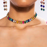 Front View Rainbow Drip Rhinestone Choker