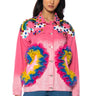 Front View Rainbow Road Embellished Ombre Denim Jacket