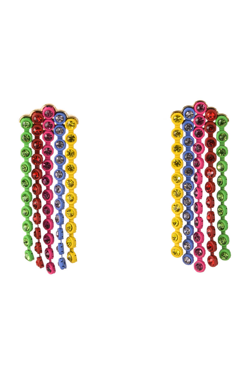 Side View Rainbow Road Rhinestone Chandelier Earrings 1