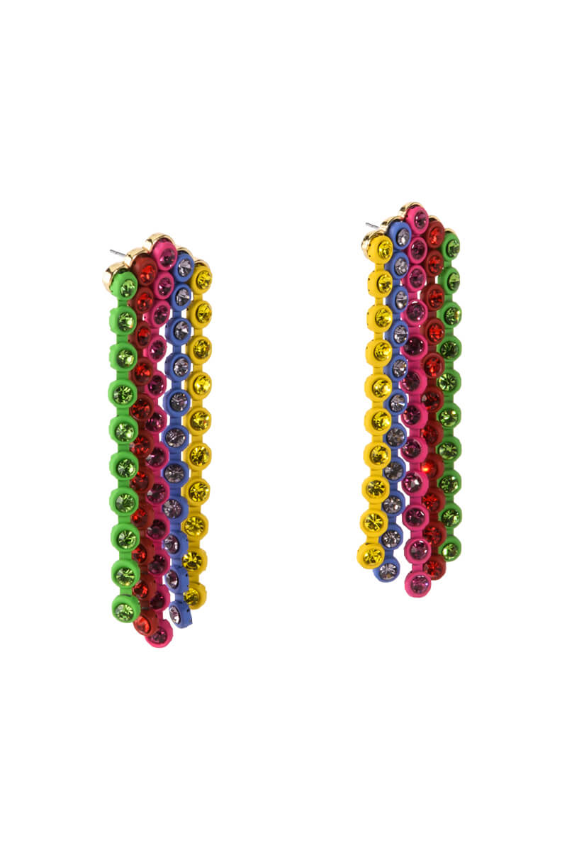 Back View Rainbow Road Rhinestone Chandelier Earrings 2