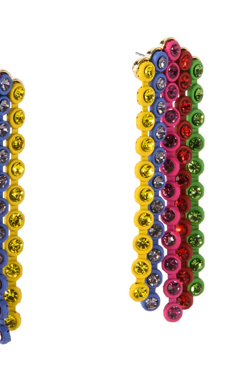 Detail View Rainbow Road Rhinestone Chandelier Earrings 3