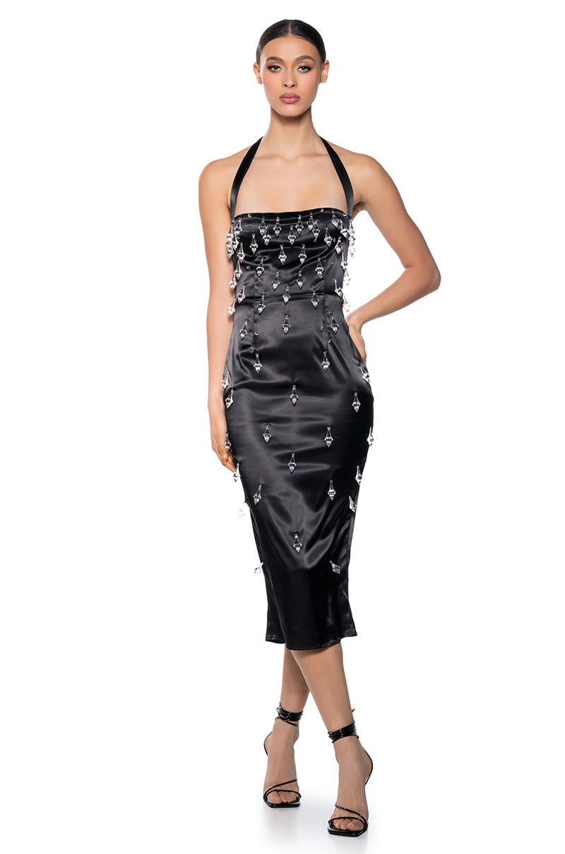 Side View Raindrops Are Falling Beaded Midi Dress 1