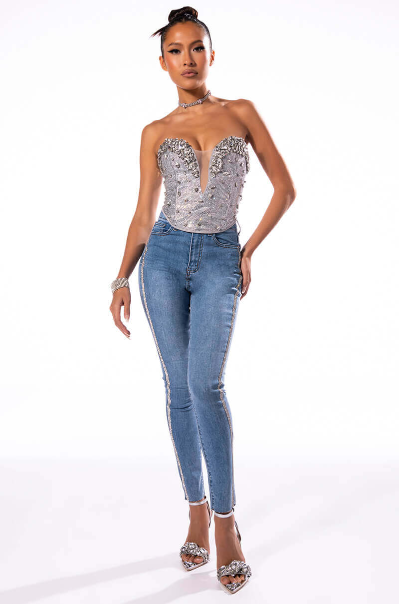 Side View Raise Your Glass Embellished Corset
