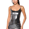 Front View Rave Girl Metallic Mini Dress In Silver