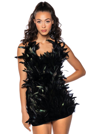 RAVEN FEATHER MINI DRESS – AKIRA