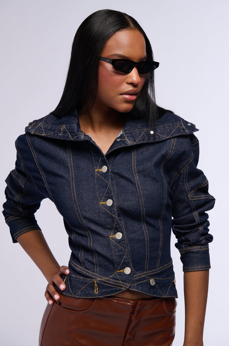 RAW DENIM COLLARED JACKET view 0
