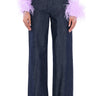 Front View Raw Denim Wide Leg Jeans