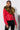 Front View Reach For More Faux Fur Collared Moto Jacket in Red And Brown Fur