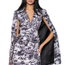 Front View Read All About It Printed Cape Sleeve Blazer Dress