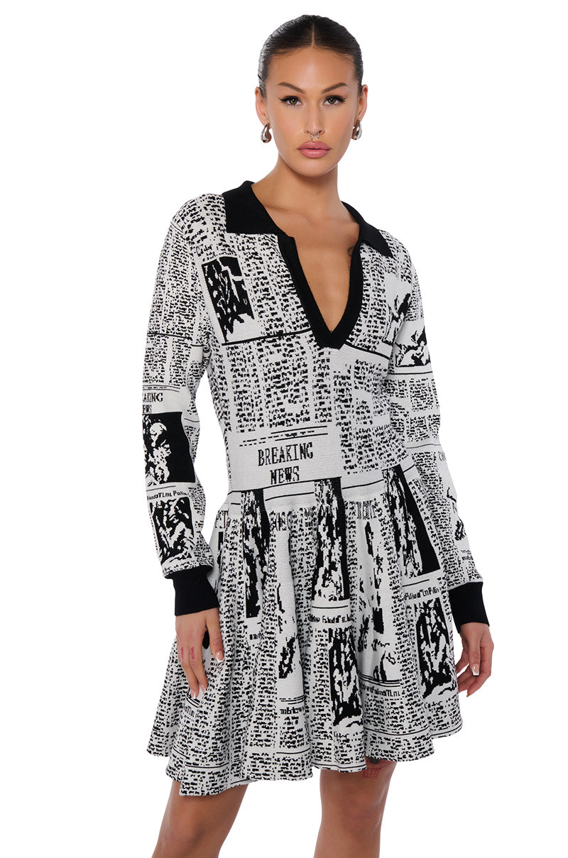 Front View Read It And Weep Knitted Mini Dress