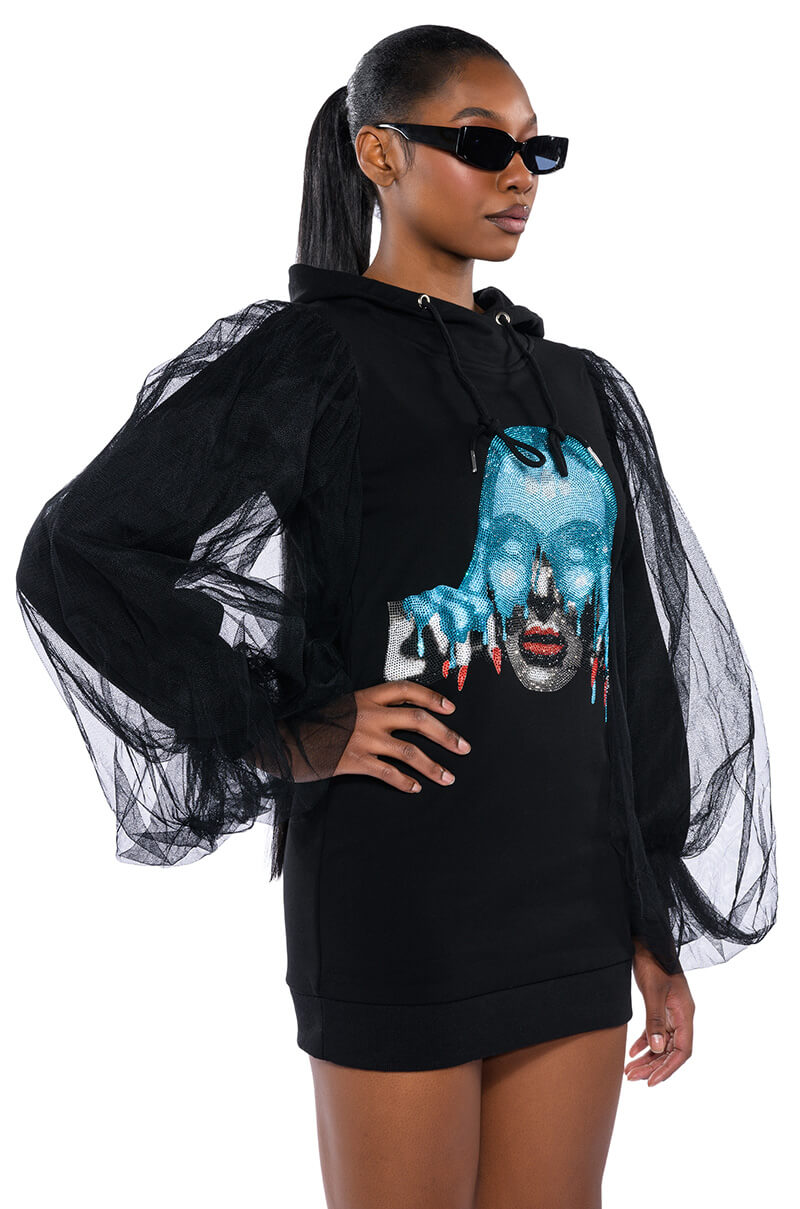 Front View Read My Mind Sweatshirt Dress
