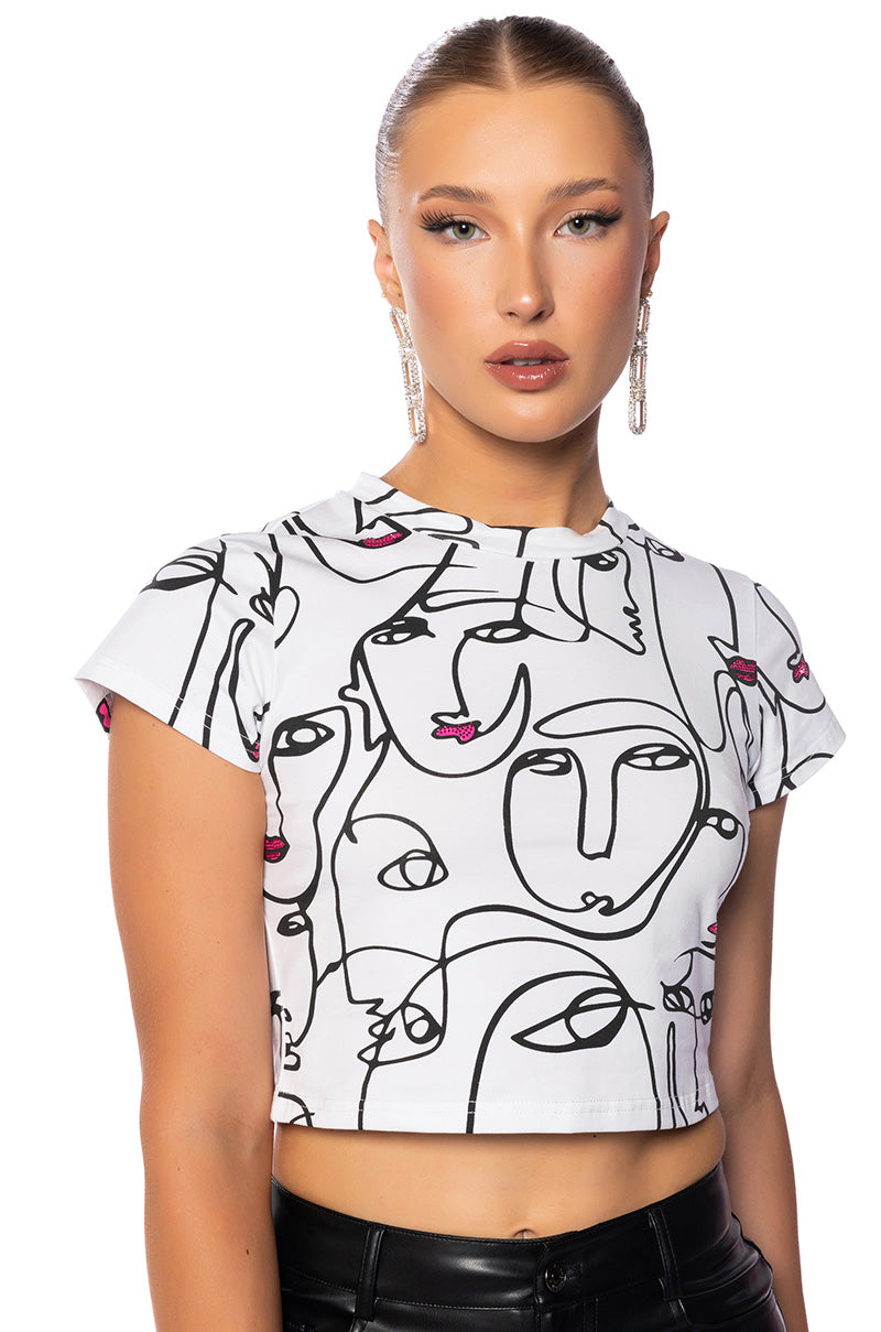 Front View Read My Pink Lips Graphic Baby Tee