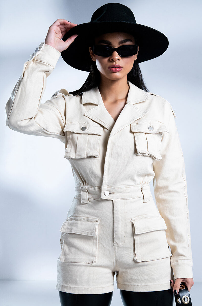 LONG SLEEVE UTILITY ROMPER view 0
