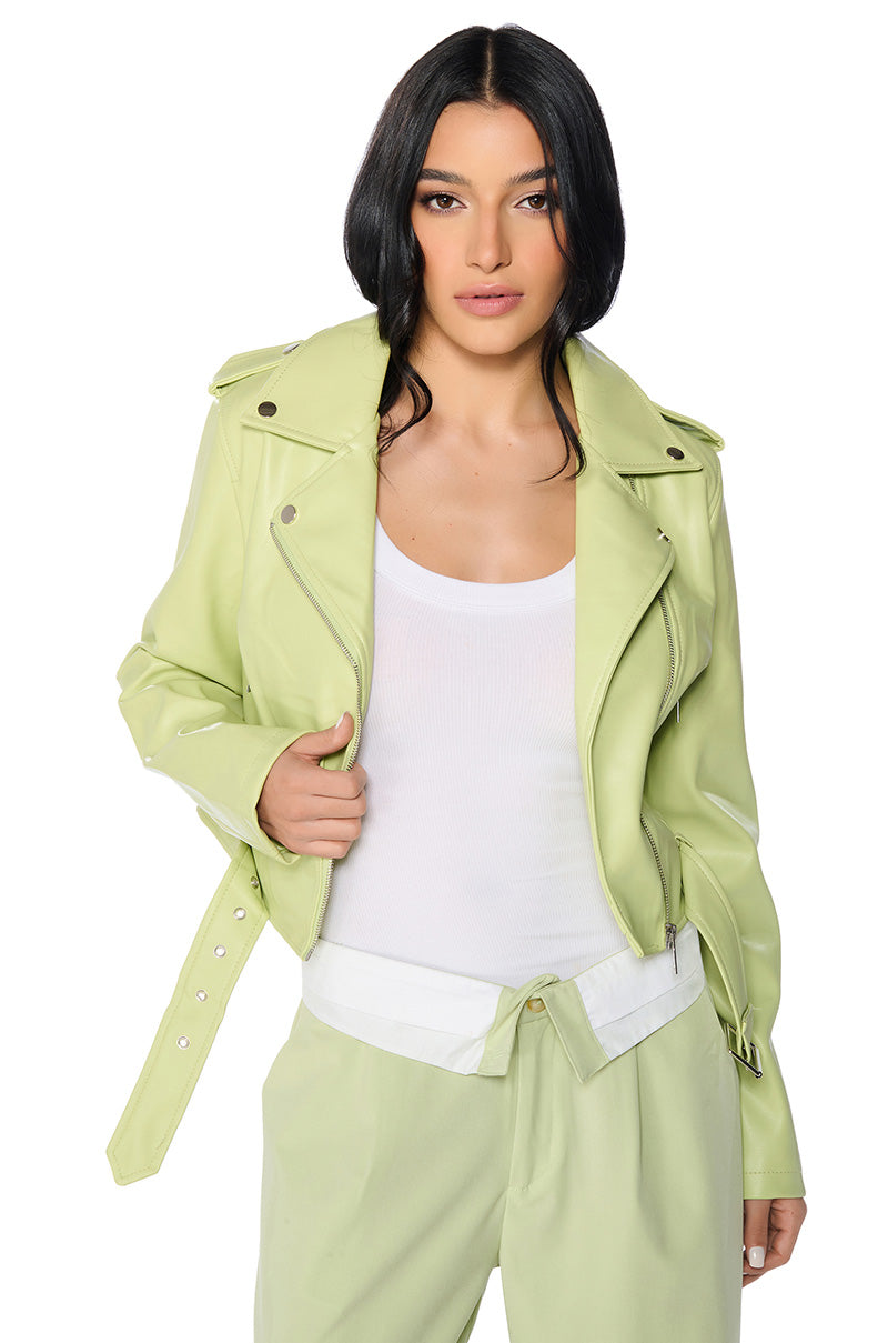 Front View Ready For Spring Crop Moto Jacket