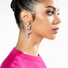 Front View Ready To Bloom Rhinestone Dangle Earrings