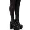 Front View Ready To Mingle Over The Knee Pu Chunky Boot In Black