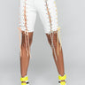 Front View Ready When You Are Lace Up Biker Short in Ivory