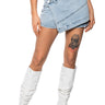 Front View Reagan Asymmetrical Denim Mini Skort