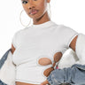 Front View Real Groove Cut Out Ribbed Crop Top