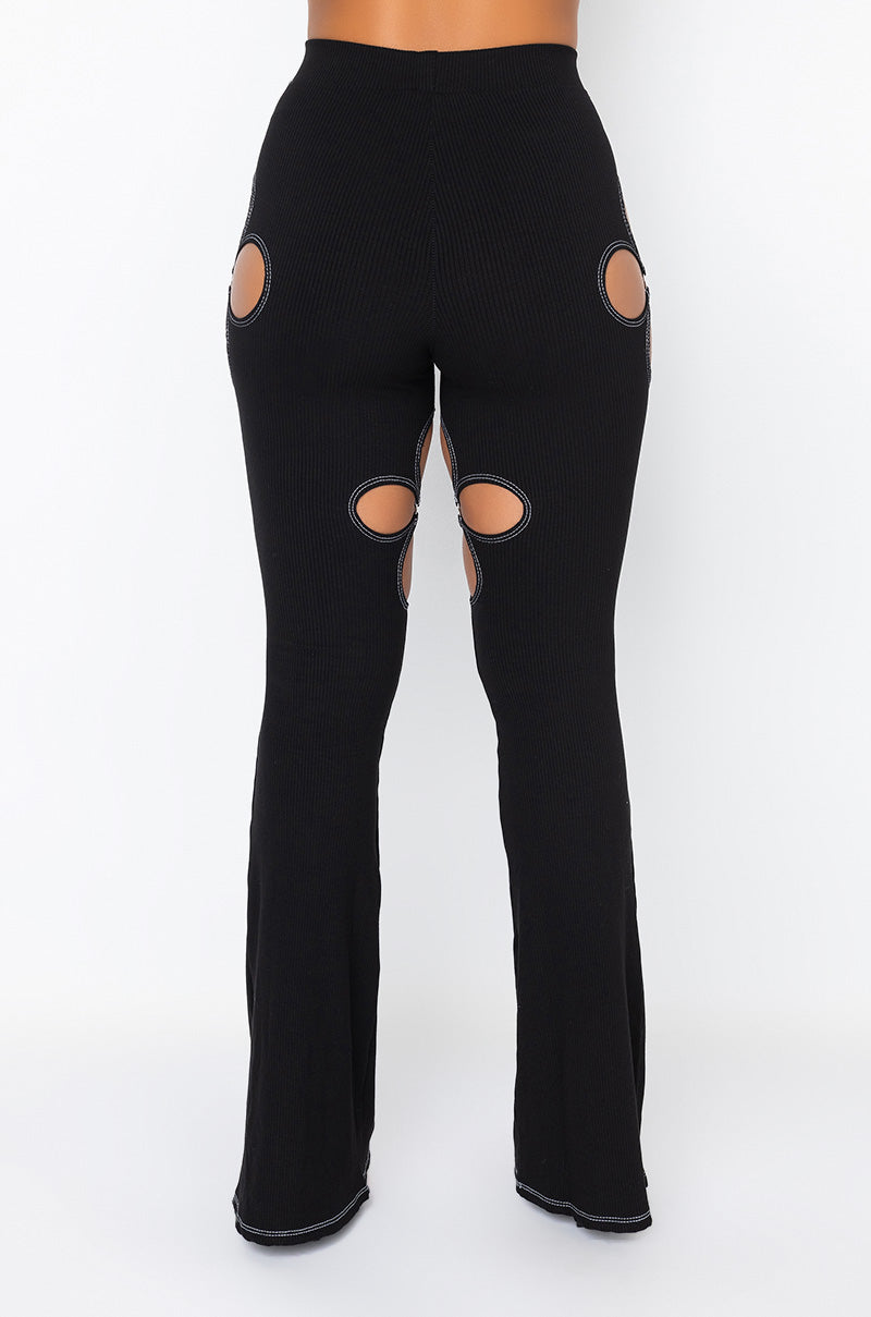 Back View Real Groove Cut Out Ribbed Pant