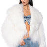 Front View Real Mongolian Fur Crop Jacket