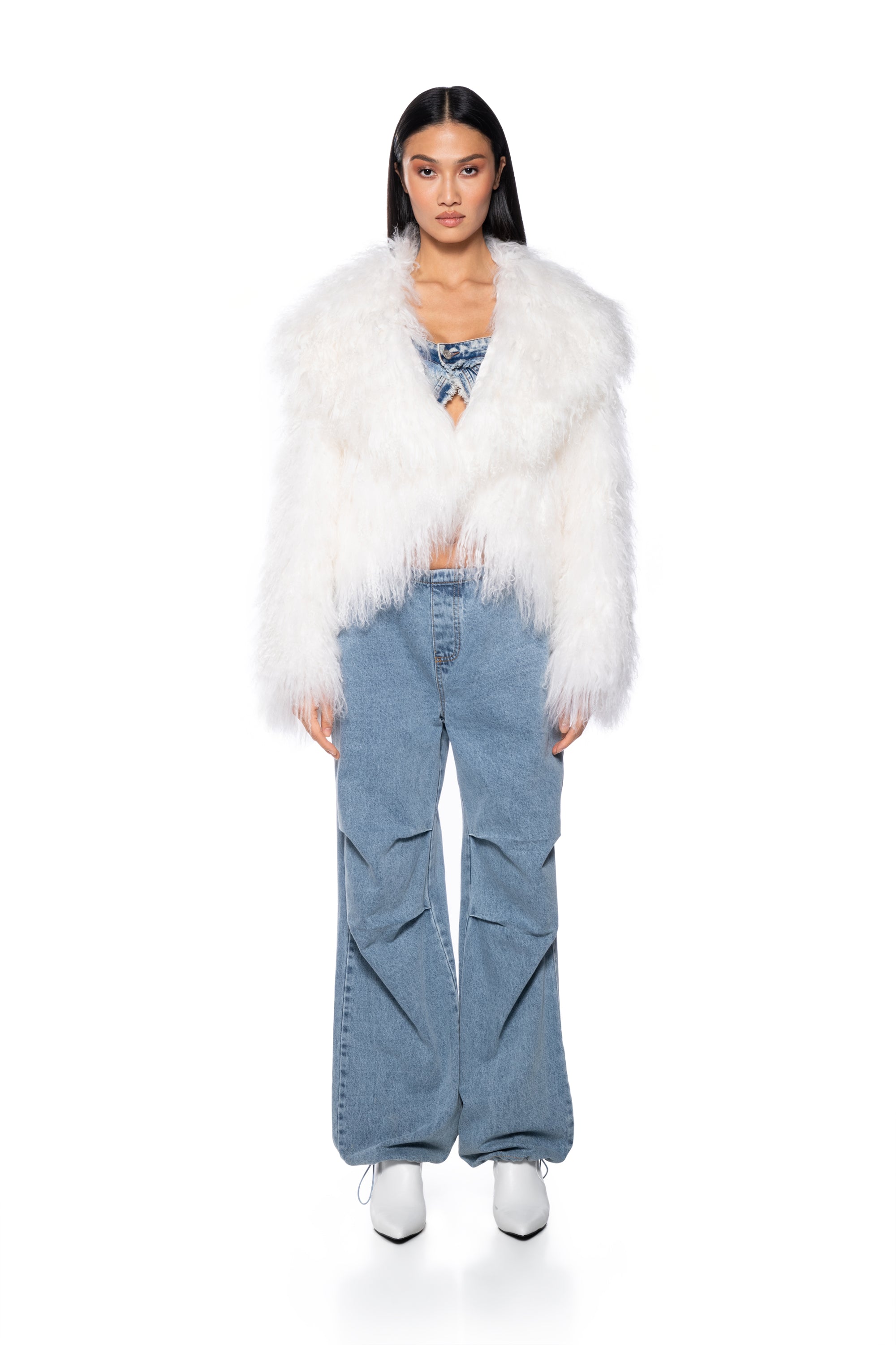 Extra View Real Mongolian Fur Crop Jacket
