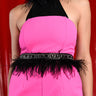 Front View Real Ostrich Feather Embellished Stretch Belt