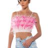 Front View Real Ostrich Feather Top In Pink Multi