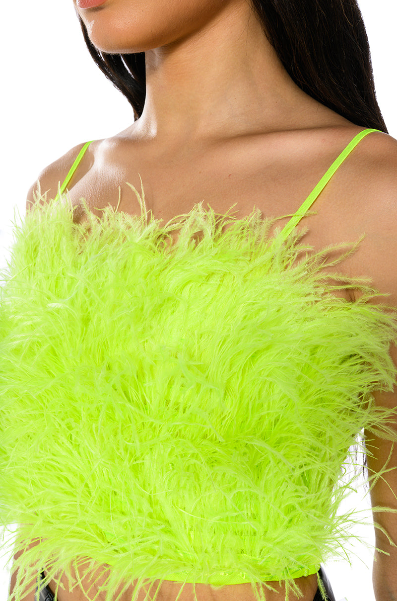 Extra View Real Ostrich Feather Top
