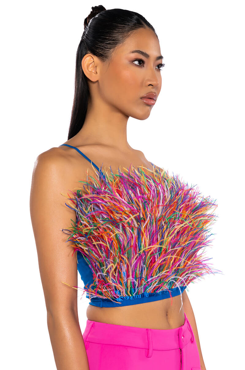 Side View Real Ostrich Feather Top