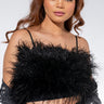 Front View Real Ostrich Feathers Crop Mesh Bandeau