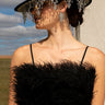 Front View Real Ostrich Feathers Crop Mesh Bandeau