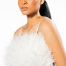 Front View Real Ostrich Feathers Crop Mesh Bandeau