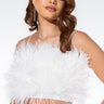 Front View Real Ostrich Feathers Crop Mesh Bandeau